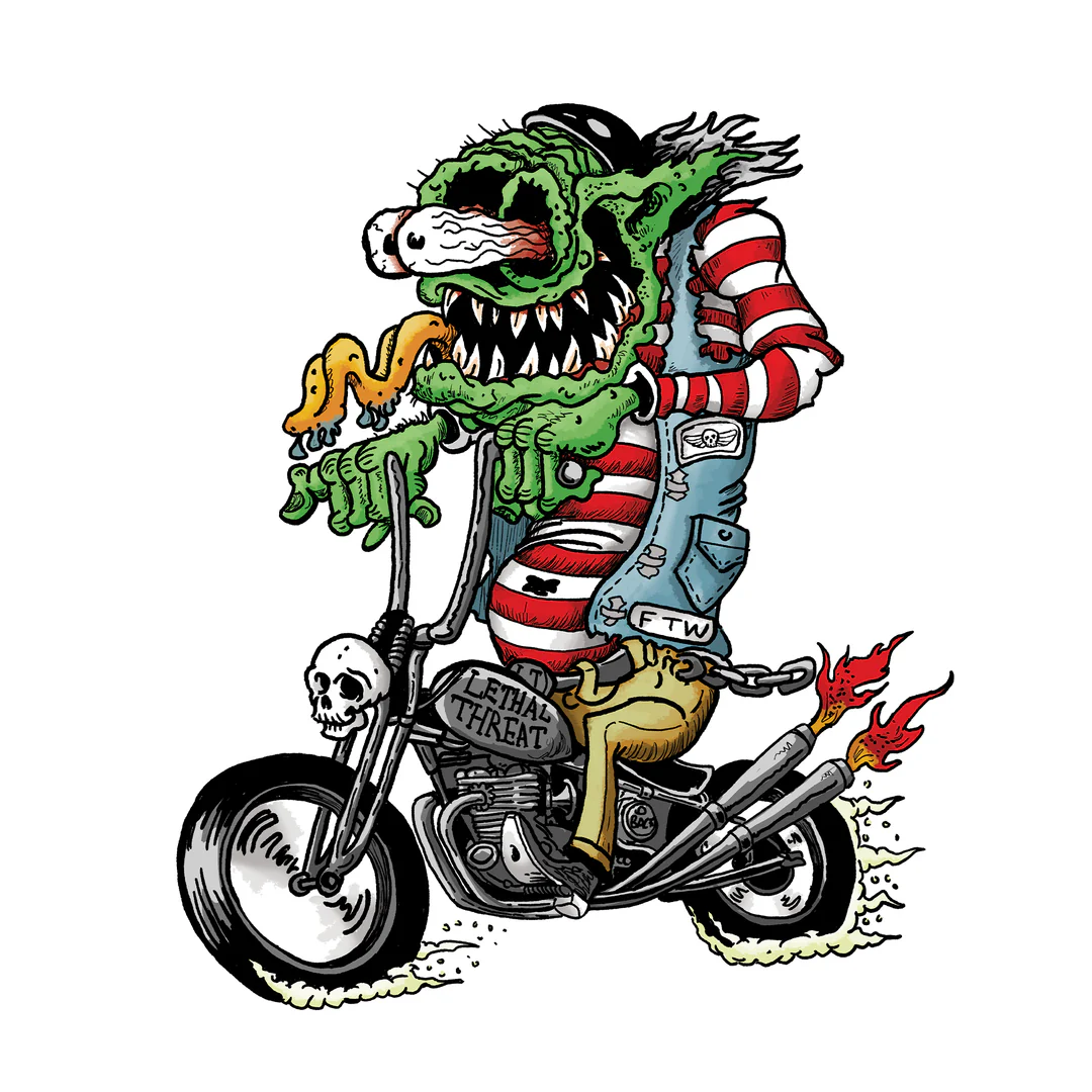 Lethal Threat Hardcore Dirty Monster Biker Mini Decal/Sticker