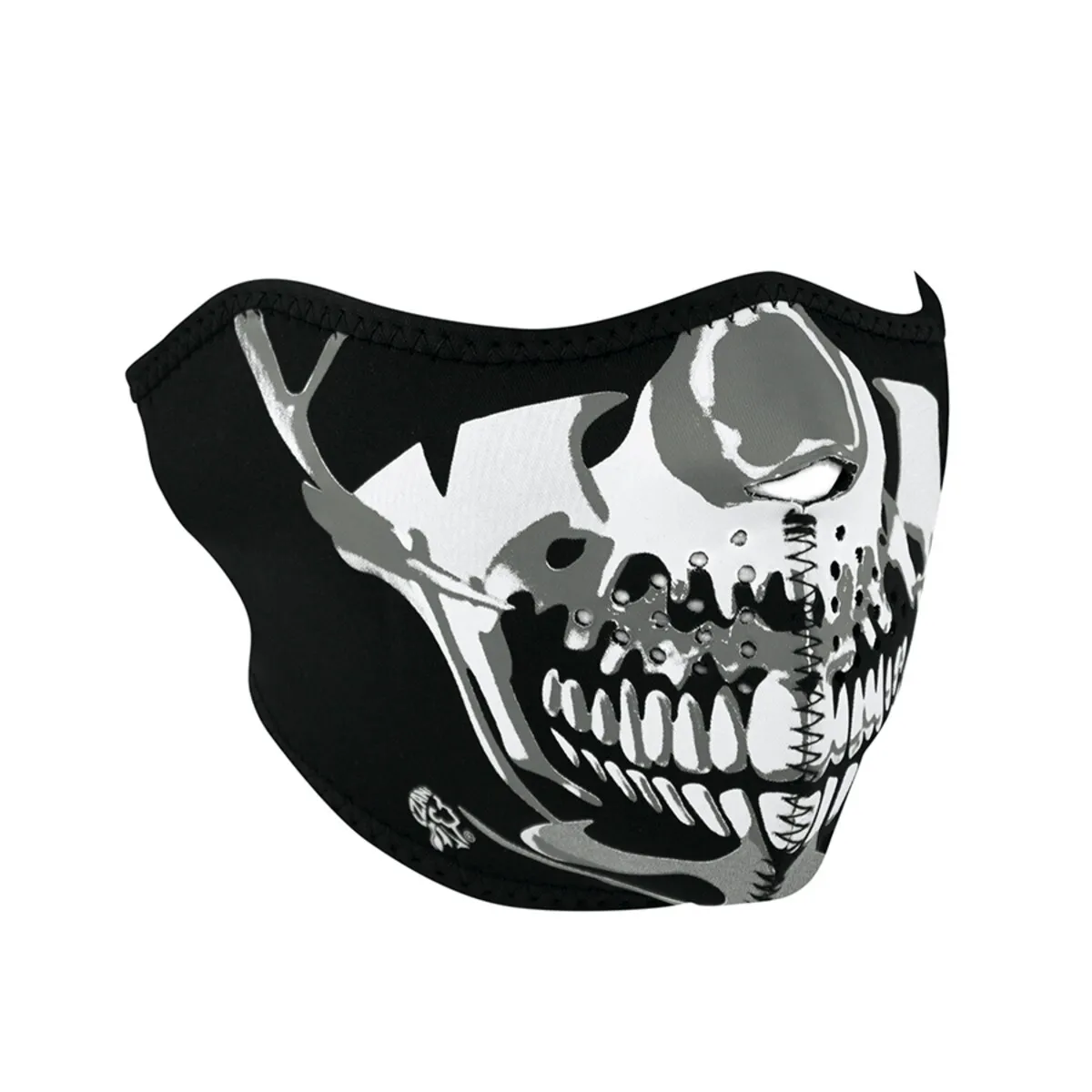 Zan Half Mask Neoprene Chrome Skull