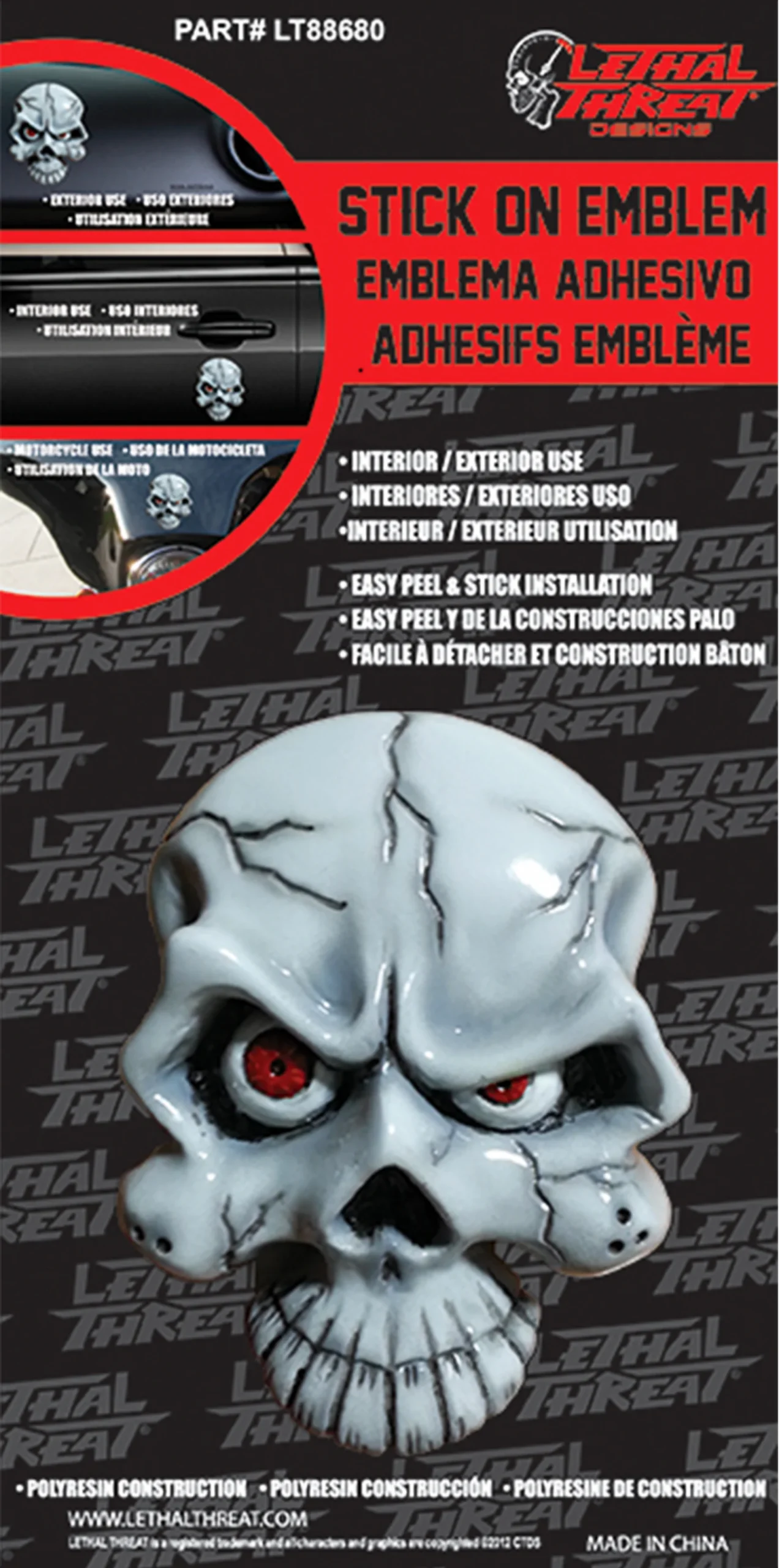 Lethal Threat Eyeball Skull 3D Peel n Stick Emblem
