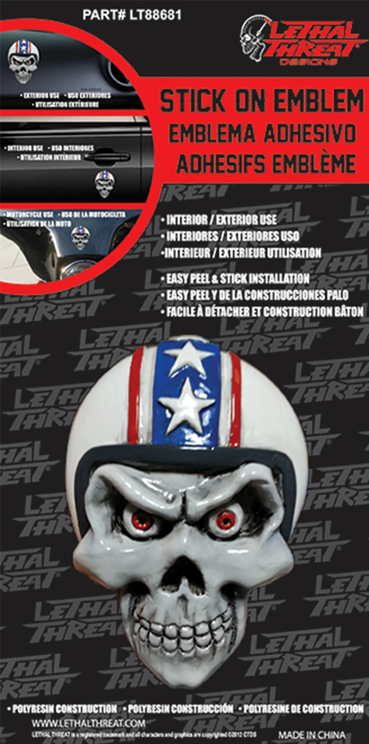 Lethal Threat White Helmet Skull 3D Peel n Stick Emblem