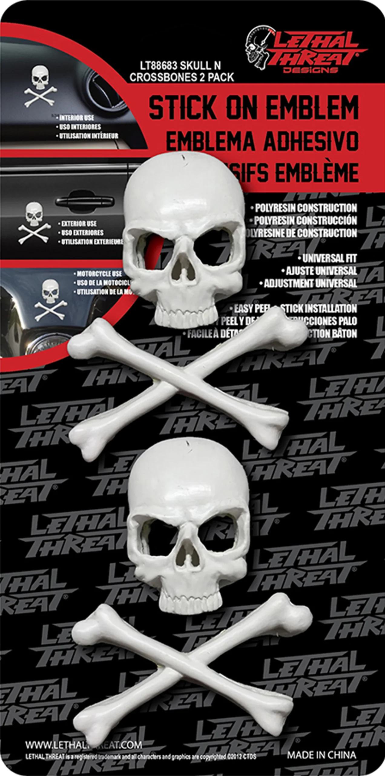 Lethal Threat Skull &amp; Cross Bone Skull 2 Pack 3D Emblem
